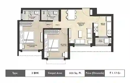 2 BHK 666 Sq.ft